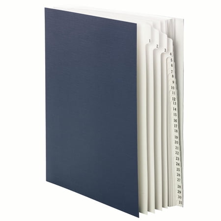 "Deluxe Expandable Indexed Desk File/sorter, 31 Dividers, Dates, Letter-Size, Dark Blue Cover | Bundle of 5 Each"