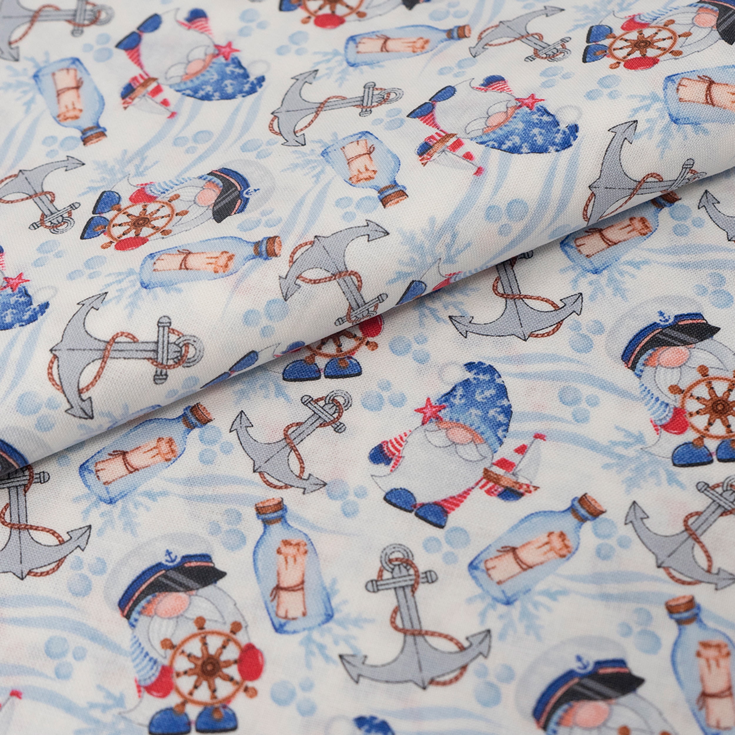 Singer Fabric, 100% Cotton, Sewing & Crafting, 44" Wide, Nautical Gnomes, Cut by Yard