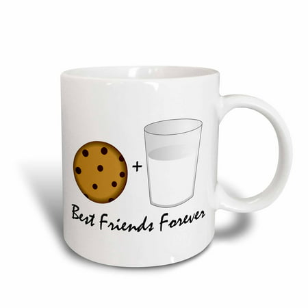 3dRose Cute Cartoon Milk and Cookies - Best Friends Forever, Ceramic Mug,