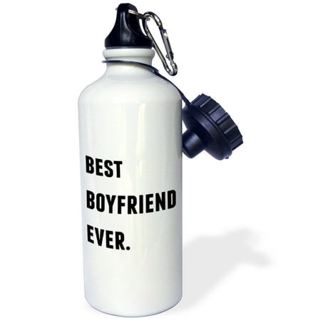 3dRose Best Boyfriend Ever, Black Letters On A White Background, Sports Water Bottle,
