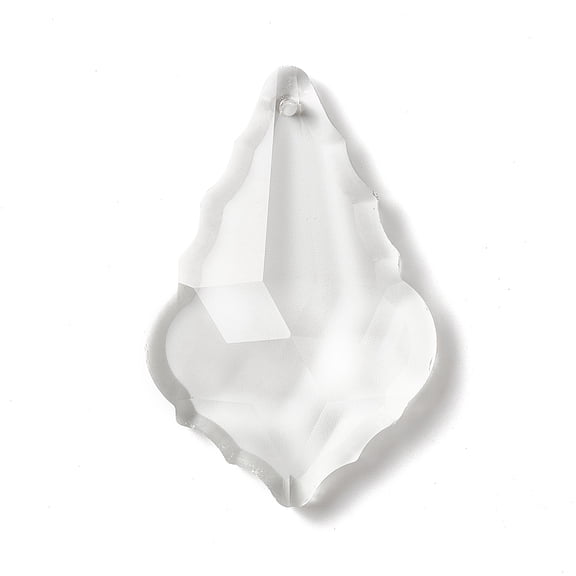 Transparent Glass Big Pendants for Chandelier Crystal Hanging Pendants Faceted Leaf Clear 60.5x40x13.3mm Hole: 2mm