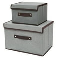 thumbnail image 1 of SuoKom Foldable Storage Box with Lid 2Pcs (Large + Small) Fabric Storage Box with Lid, Closet Storage Box, Room Organization, Office Storage, Toy Storage, 1 of 6