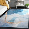 thumbnail image 3 of SAFAVIEH Malibu Cadence Geometric Polyester Machine Washable Area Rug, Blue/Gold, 3' x 5', 3 of 13