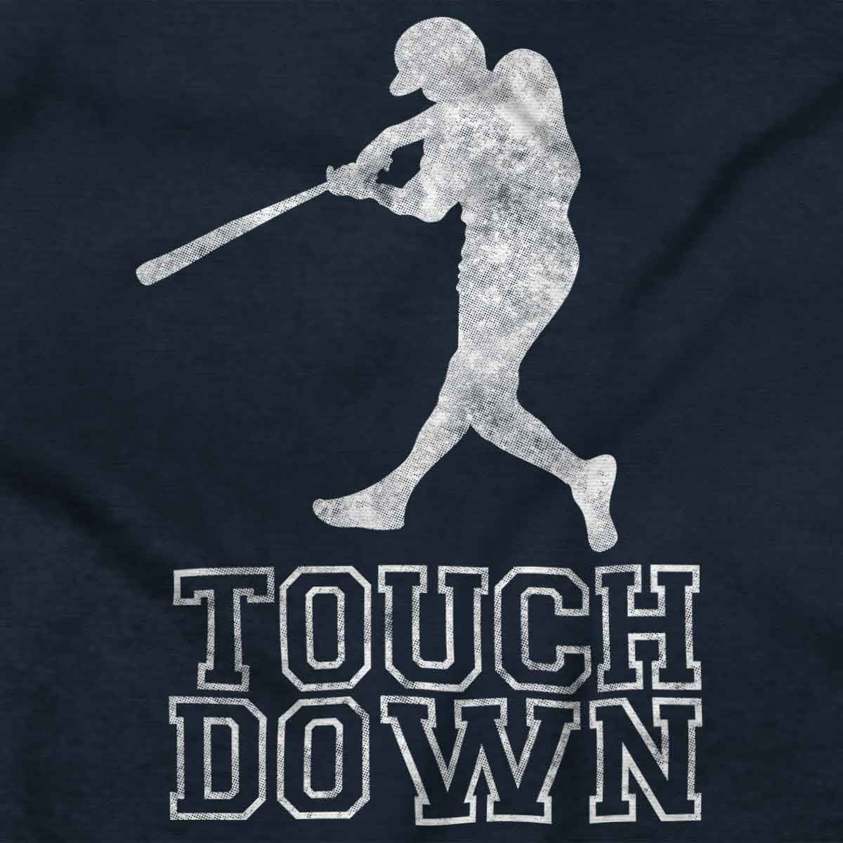 Funny Touch Down Baseball Swing Joke Plus Size Crewneck Graphic Tee Shirt Brisco Brands 3X