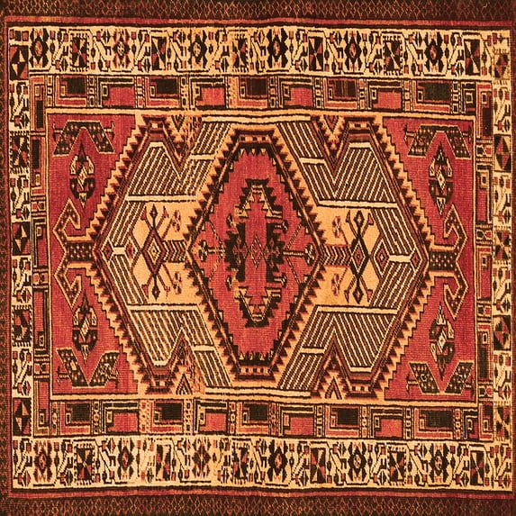 Ahgly Company Indoor Square Persian Orange Traditional Area Rugs, 5' Square