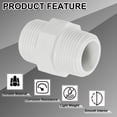 thumbnail image 3 of Uxcell 20Pcs PVC Nipple Thread Coupling Adapter Connector, G3/4 x G3/4 Male PVC Pipe Fitting, Plumbing Coupling for Home, Industrial, Agricultural, White, 3 of 6