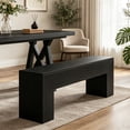 thumbnail image 3 of Fnova 47" Wooden Entryway Bench, Farmhouse Wooden Shoe Bench, Indoor End of Bed Stool for 1-2, Long Kitchen Table Seat Dining Seat for Entryway, Hallway, Living Room, 3 of 20