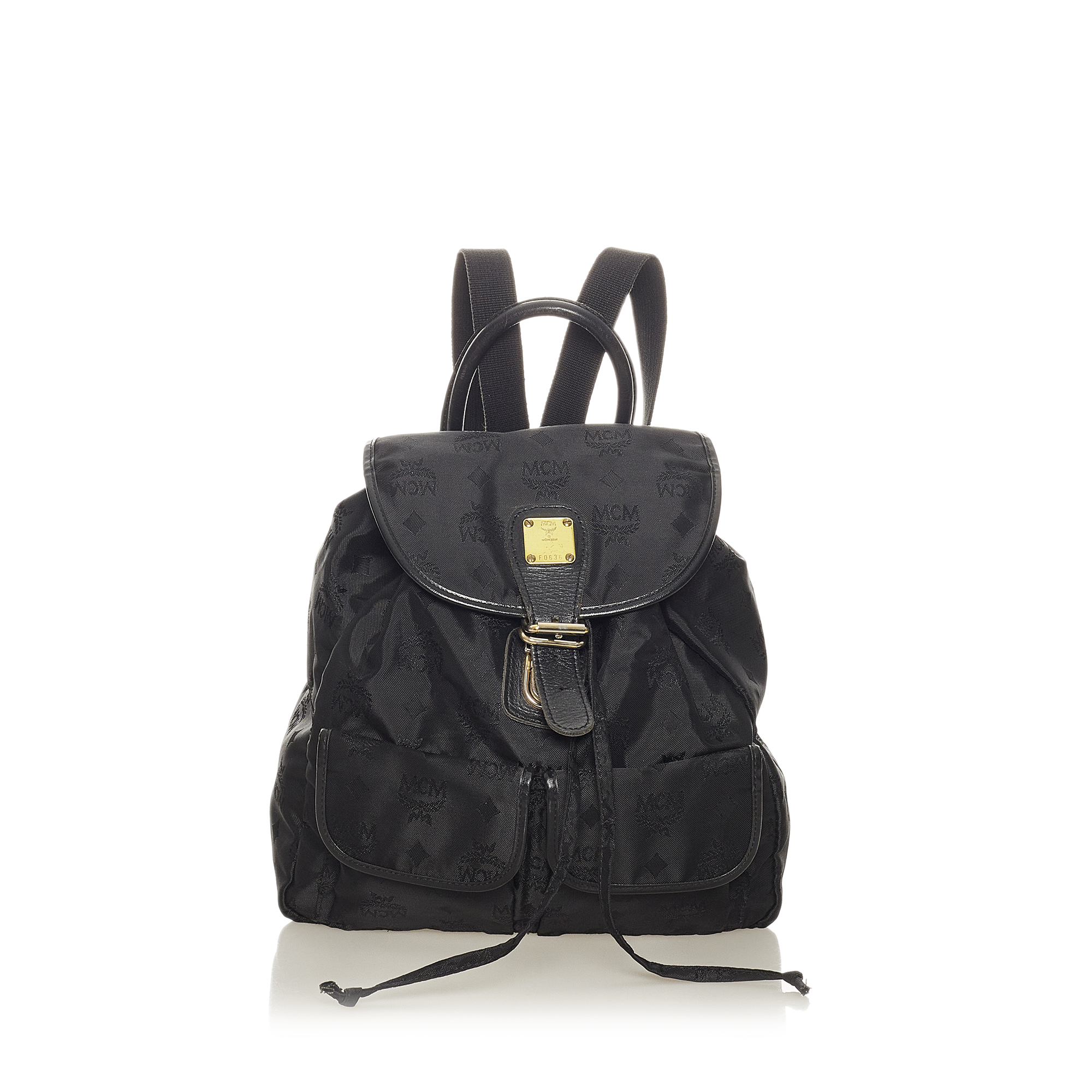 Pre Loved MCM Visetos Nylon Drawstring Backpack Black MCM Stark Side Stud Visetos Canvas Black Backpack Bag main image 2