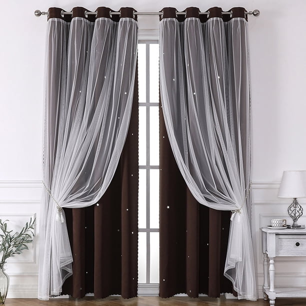 Xiao Hua Cortinas perforadas de estilo sencillo, ideales para dormitorio, sala y cocina (2 paneles, 183 cm de largo x 132 cm de ancho, 84 cm de ancho)