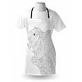 thumbnail image 4 of Groundhog Day Collection Apron, Monochrome Design Zentangle Ornamental Outline Marmot, Unisex Kitchen Bib with Adjustable Neck for Cooking Gardening, Adult Size, Charcoal Grey and White, by Ambesonne, 4 of 4