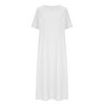 thumbnail image 5 of Sakmal Shift Womens Dresses Spring Long Short Sleeve Crew Neck White Dresses ,Sizes S-2XL, 5 of 7