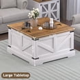 thumbnail image 6 of DreamCurship 31" Farmhouse Coffee Table with Storage, Square Large Center Table, Wood Center Coffee Table with Hidden Compartments for Living Room, White, 6 of 7