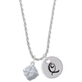 thumbnail image 1 of Delight Jewelry Silvertone 3-D Present Box with Bow and Crystal Silvertone Script Initial Disc - Q - Charm Necklace, 20"+3", 1 of 4