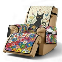 TSOVTHRID Black Cat Daisy Floral Print Recliner Chair Cover Recliner Couch Slipcovers with Pocket Recliner Soft Sofa Slipcover Reclining Chair Furniture Protector for Pets