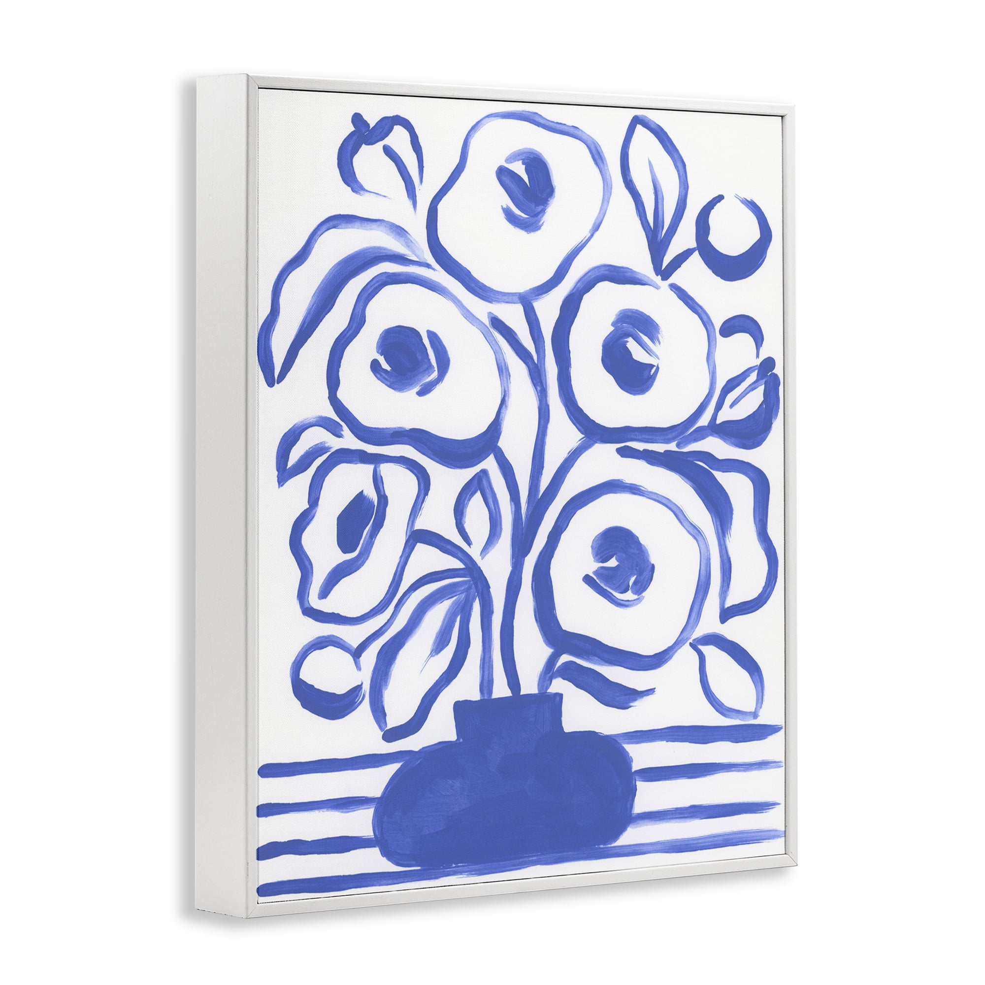 Stupell Industries Abstract Poppy Vase Botanical & Floral Painting White Framed Art Print Wall Art, 24 x 30