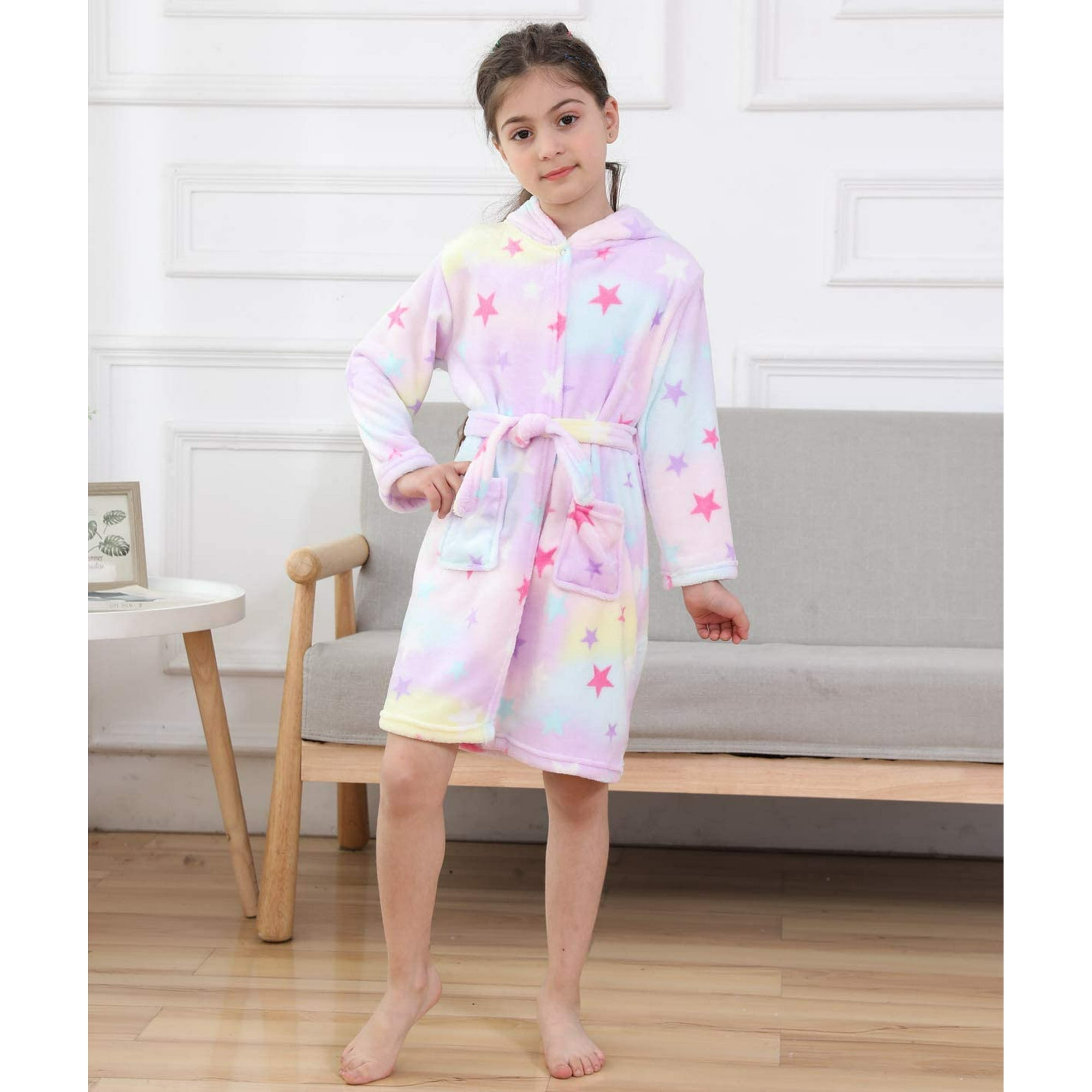 Soft unicorn hooded bathrobe sleepwear sale