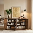 thumbnail image 3 of 64" Modern Fluted Sideboard Buffet Cabinet Walnut Storage Credenza with Adjustable Shelves  Pressed Spring for Living Room, Kitchen Dining Room ,31.5" H, 3 of 10