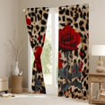 thumbnail image 3 of jejeloiu Leopard Blackout Curtain Set of 2,Red Rose Valentine,52x84 Inch, 3 of 6