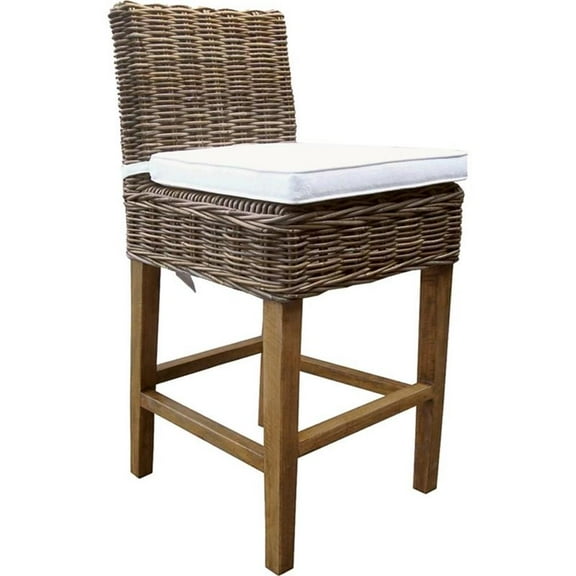 Pemberly Row Modern / Contemporary Rattan Counterstool in Kubu Gray