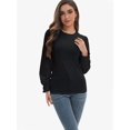 thumbnail image 3 of Women's Fall Puff Long Sleeve Tunic Tops Pleated Crew Neck Shirts Blouses Casual Loose T-Shirts, 3 of 6
