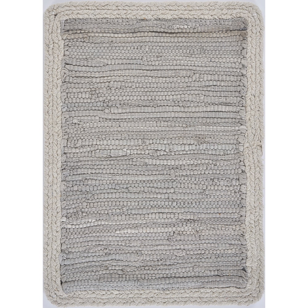 LR Home Wisdom Bordered Light Gray Placemats ( Combo Set of 4