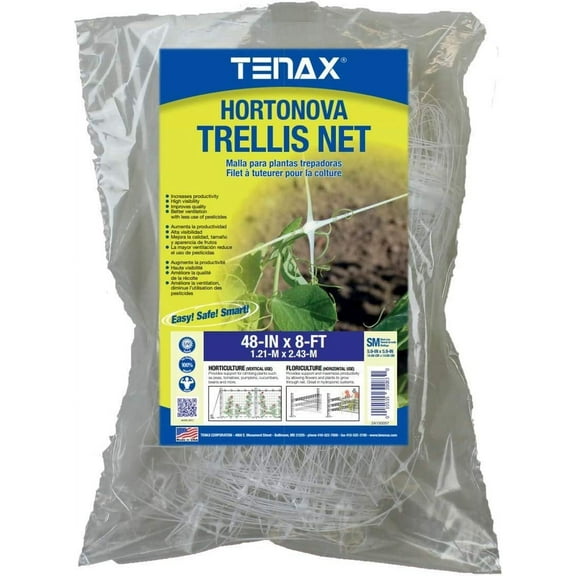 Tenax 100522963 Hortonova SM Plant Trellis Net, 48" x 8', White