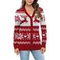 thumbnail image 3 of Uvplove Women Long Sleeve Soft Basic Knit Cardigan Sweater,Christmas Red,3XL,(S-3XL), 3 of 8