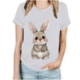 thumbnail image 2 of HOMBOM Womens Dress Easter Blouse White Short Sleeve T-shirts Easter Rabbit Print Crew Neck Spring Tops For Women XXXL, 2 of 4