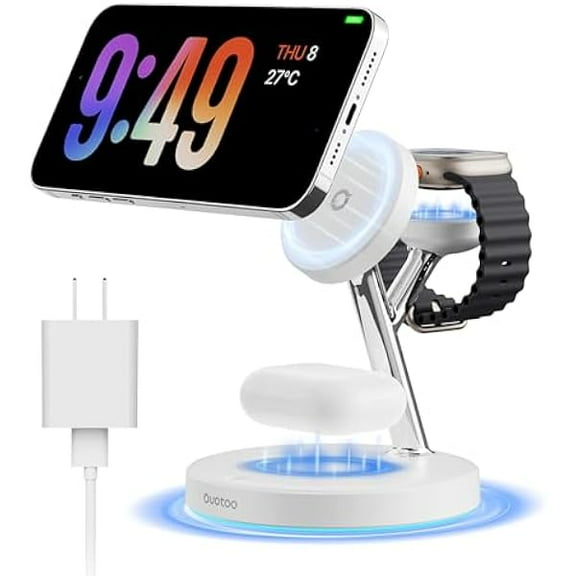 2025 3 in 1 Charging Station Compatible with Magsafe Charger Wireless Charger Stand for iPhone 16 15 14 13 12 Series Wireless Charging Station for AirPods Wireless Charging Stand for iWatch Series