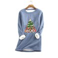thumbnail image 3 of MaFYtyTPR Christmas Tops Christmas Print Women Fashion Thick Fleece Sweatshirt Velvet Warm Round Neck Underwear Top, 3 of 4