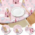 thumbnail image 4 of Princess Castle Cloud Pattern Round Fitted Tablecloth with Elastic Edge,Dining Table Cover Waterproof,Outdoor Round Tablecloth for Camping,Dining,Indoor and Outdoor, 4 of 7