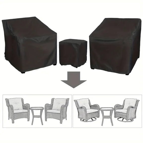 Patio Furniture Covers,Outdoor Furniture Cover Waterproof,Patio Furniture Set Covers for 3 Piece Outdoor Bistro,Patio Sofa Covers Set for 2 Chairs and Coffee Table,Black