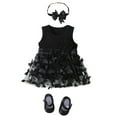 thumbnail image 1 of WEAIXIMIUNG Graduation Dresses Baby Girls Spring Summer Print Ruffle Sleeveless Dress Shoes Headbands 3Pc Clothing, 1 of 3