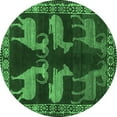 thumbnail image 1 of Ahgly Company Indoor Round Persian Emerald Green Traditional Area Rugs, 4' Round, 1 of 4