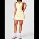 thumbnail image 5 of Falda de Tenis para Mujer, Falda de Golf Acanalada, Falda Deportiva Plisada con Media Cremallera, Pantalones Cortos y Sujetador Incorporados Amarillo XXL, 5 of 10