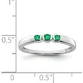 thumbnail image 3 of Sterling Silver Rhodium-Plated Polished Emerald 3 Stone Ring (Size 6) Made In India qr6384e-6, 3 of 5