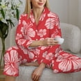 thumbnail image 6 of Naloa Red Hibiscus Flower Pajamas for Women Set, Womens Pajama Sets, Lounge Sets for Women, 2pjs for Women-Small, 6 of 7