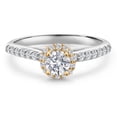 thumbnail image 3 of Gem Stone King 10K Two Tone Gold Lab Grown Diamond Engagement Ring for Women | 0.79 Cttw | Round 5MM | Gemstone April Birthstone | Size 5, 3 of 6