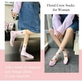 thumbnail image 4 of 5 Pairs Vintage Floral Crew Socks for Women, Soft Cotton Embroidered, Cottagecore Ruffle Socks for Casual & Dress Wear, 4 of 7