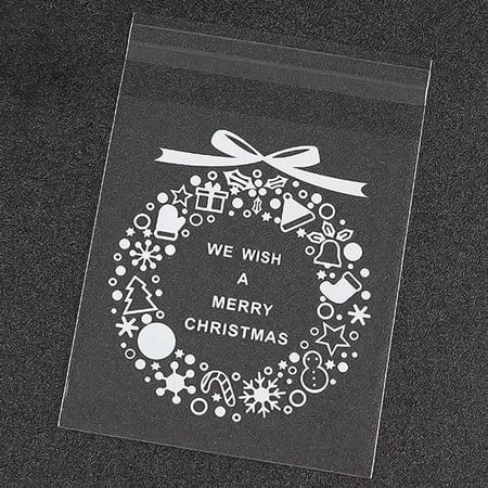 Baking Goods For Christmas AkoaDa 100Pcs Christmas Cellophane Treat Bags Sweet Cookie Pouch Party Baked Goods # ()