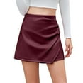 thumbnail image 1 of Jupes-short en Similicuir pour Femmes Taille Haute en Cuir PU Shorts Taille Élastique Froncée Jupe-Short Portefeuille Jupes, 1 of 4