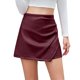 thumbnail image 1 of Faldas pantalón de imitación de cuero de cintura alta para mujer - Cintura elástica, cruzadas con fruncido, dobladillo asimétrico - S-XXL, 1 of 4