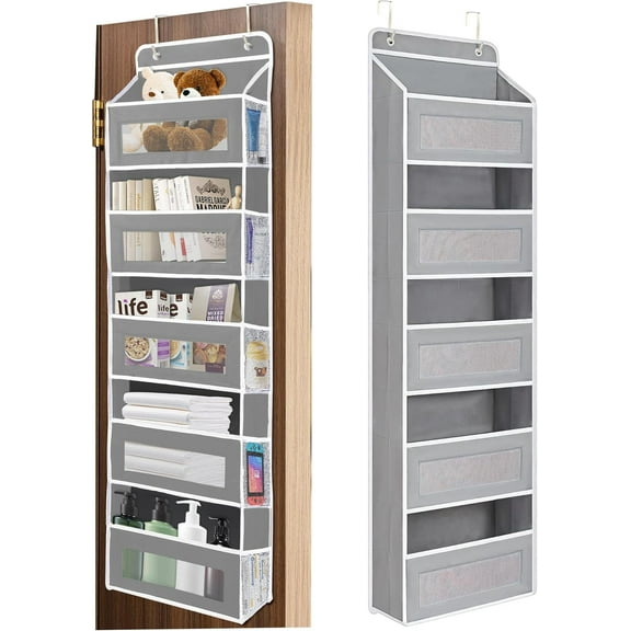 Over The Door Organizer Storage – 5 Shelf Hanging Door Organizer with 5 Large Capacity Pockets, Anti-Tilt Design, Holds Up to 44 lbs, Perfect for Bedroom, Bathroom, Pantry, Nursery
