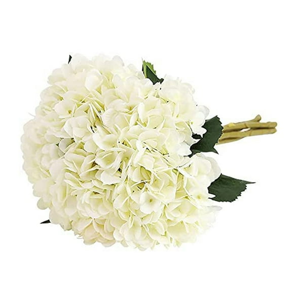 Silk Hydrangea Heads with Detachable Stem, Artificial Flowers for Timeless Home Wedding Decor (5 PCS)