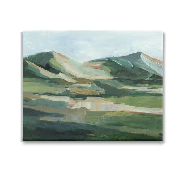 Stupell Industries Brushed Mountain Peaks Landscape Painting Gallery Wrapped Canvas Art Print Wall Art, 20 x 16