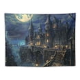 thumbnail image 5 of BCIIG Castle Full Moon Night Tapestry, Wolf Fantasy Medieval Town Wall Hangings Tapestry for Bedroom Living Room Office Dorm Man Cave Background, 5 of 6