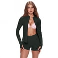 thumbnail image 7 of Plus Size Workout Sets for Women 2 Piece Outfits Tracksuits Sweatsuit Sets Long Sleeve Zip Up Running Jacket High Waist Shorts Set, 7 of 7
