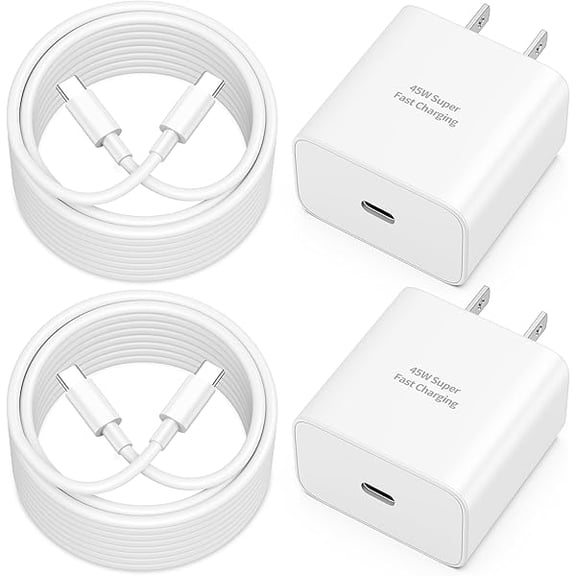 45W USB C Fast Charger for Google Pixel 9/9 Pro/9 Pro XL/9 Pro Fold/8/8a/8 Pro/7 Pro/7a/6 Pro/6a/6/5/4/3 XL, 2Pack 45 Watt Type C Super Fast Wall Charger Block with 10FT Long USB C to C Cable