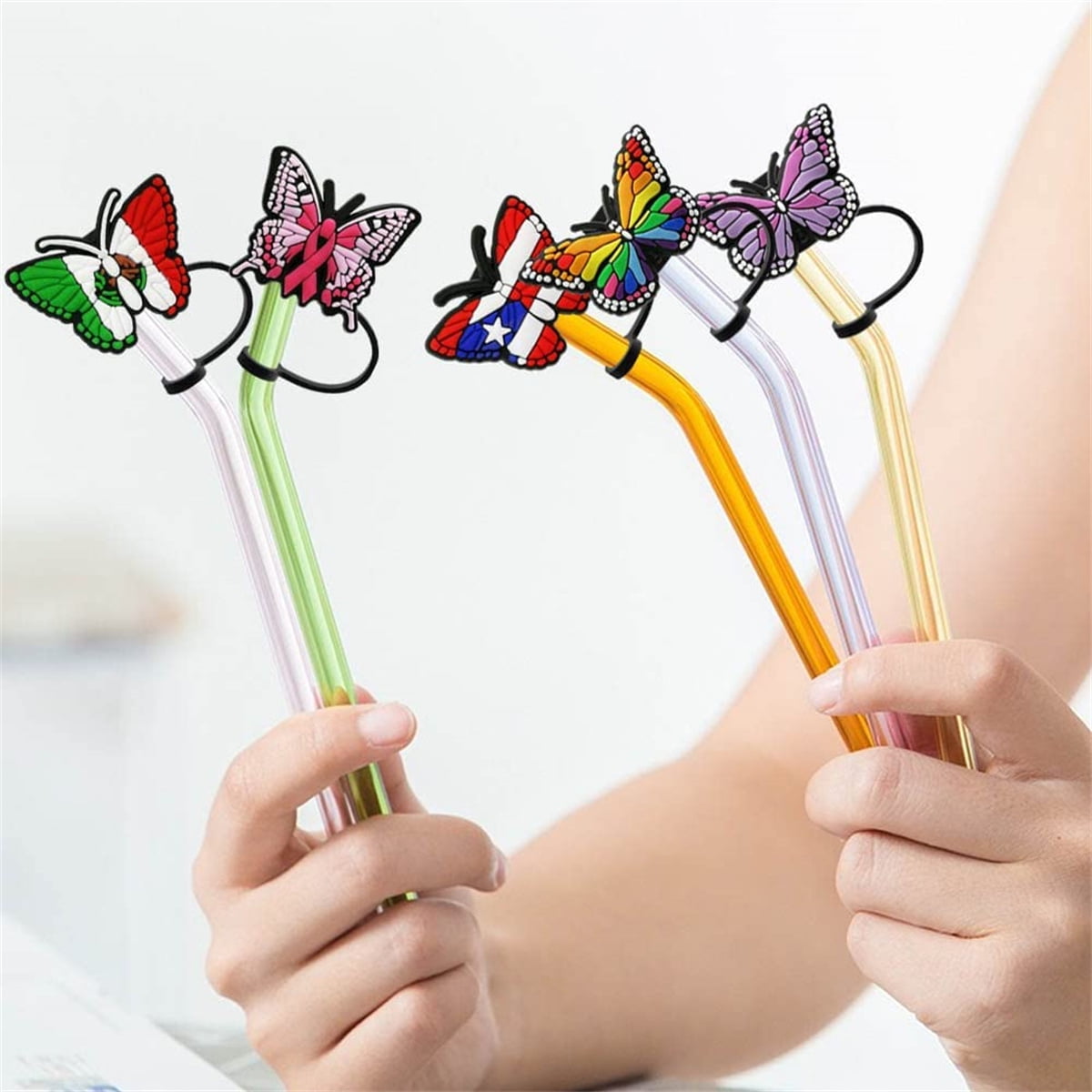 24 Pieces Drinking Straw Tips Lids Covers Cap Silicone Reusable Adorable  Dust-Proof Straw Plugs for 6-8 mm Straws (Classic Style)