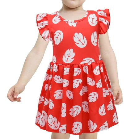 

Girls Lilo Princess Dress Toddler Kids Leaf Beach Cosplay Party Oufit 2-8T